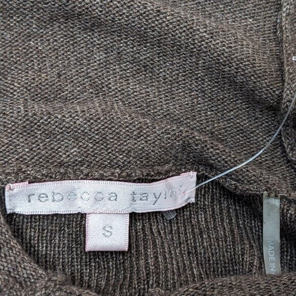 NWOT Rebecca Taylor Womens Silk Cashmere Buttoned Hooded Sweater Brown Size S - Picture 13 of 14